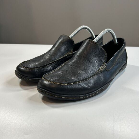 Born Loafer Shoe Men’s 10.5M Black Leather Harmon Moc Toe Slip On Comfort - Picture 1 of 8